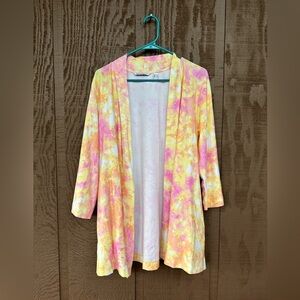 Isaac Mizrahi Live! Cotton Modal Open Front Cardigan Colorful Size Medium
